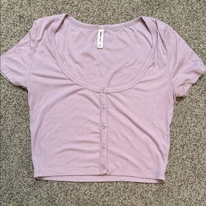 Sunday Best Lilac Button-Up Crop Top